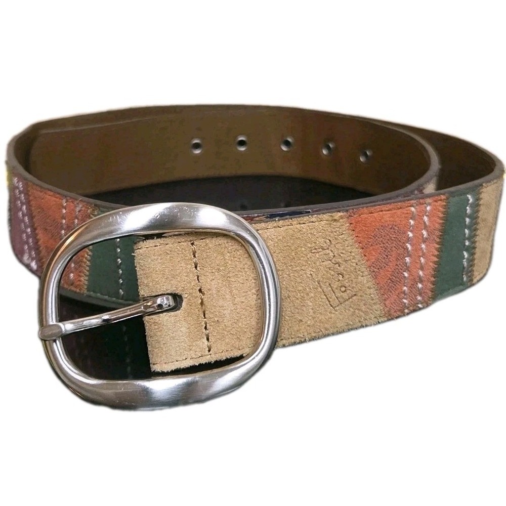Fossil Womens Patchwork Leather Suede Belt Brown Boho Cottage Core Hippie Y2K M